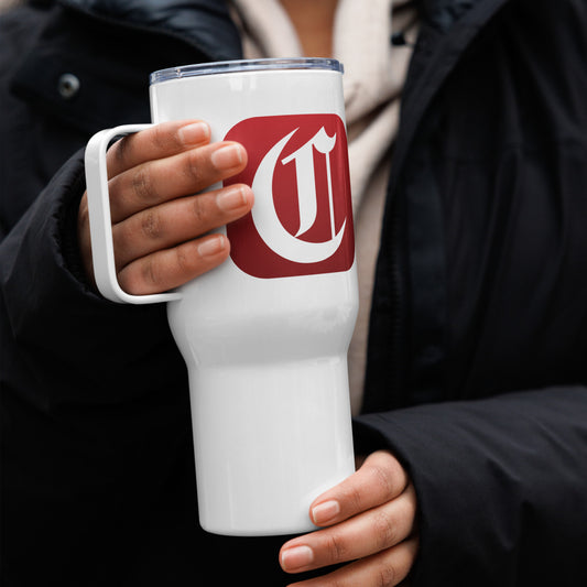 Travel mug with a handle
